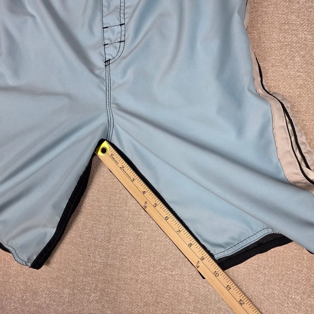 VTG Quiksilver Mens Board Shorts Blue Black White Mesh Lined Swim Trunks Size M
